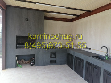 Строительство комплекса барбекю с отделкой керамогранитом