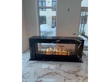 Двухсторонний биокамин из мрамора Marble Nero Marguina