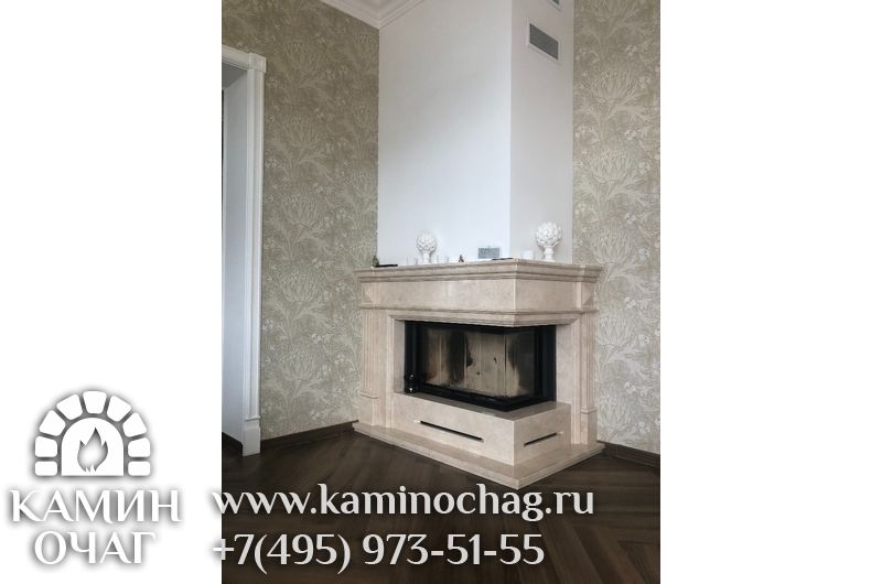Каминная облицовка из мрамора Crema Nova