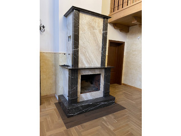 Каминная облицовка из мрамора Diano и Bronze Armani, фото
