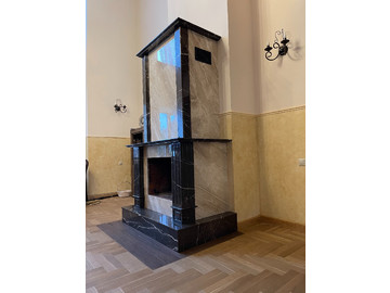 Каминная облицовка из мрамора Diano и Bronze Armani, фото