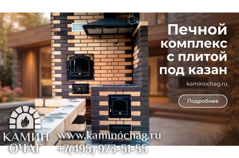 Печной комплекс с плитой под казан